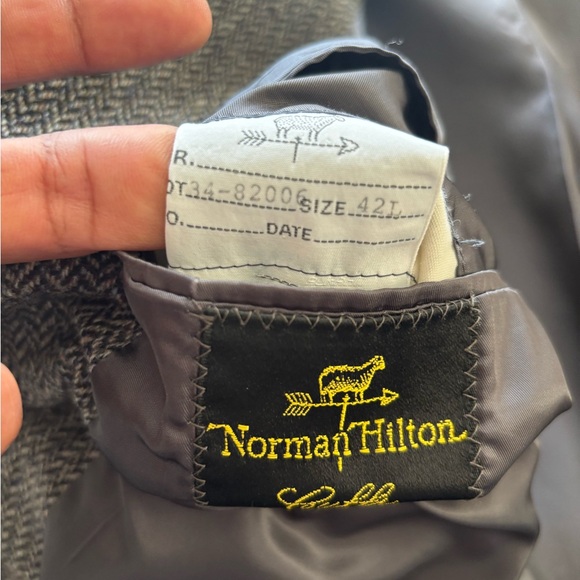 Wool Herringbone Sportcoat by Norman Hilton 42L - Picture 7 of 7
